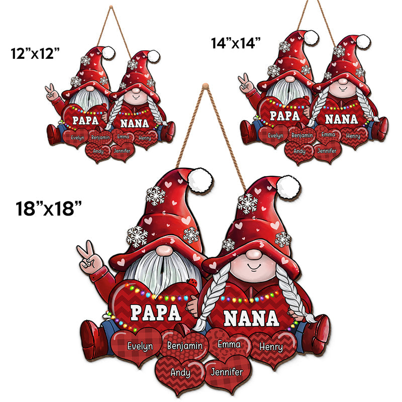 Custom Name Christmas Gnome Gifts for Grandparents - Personalized Wood Sign