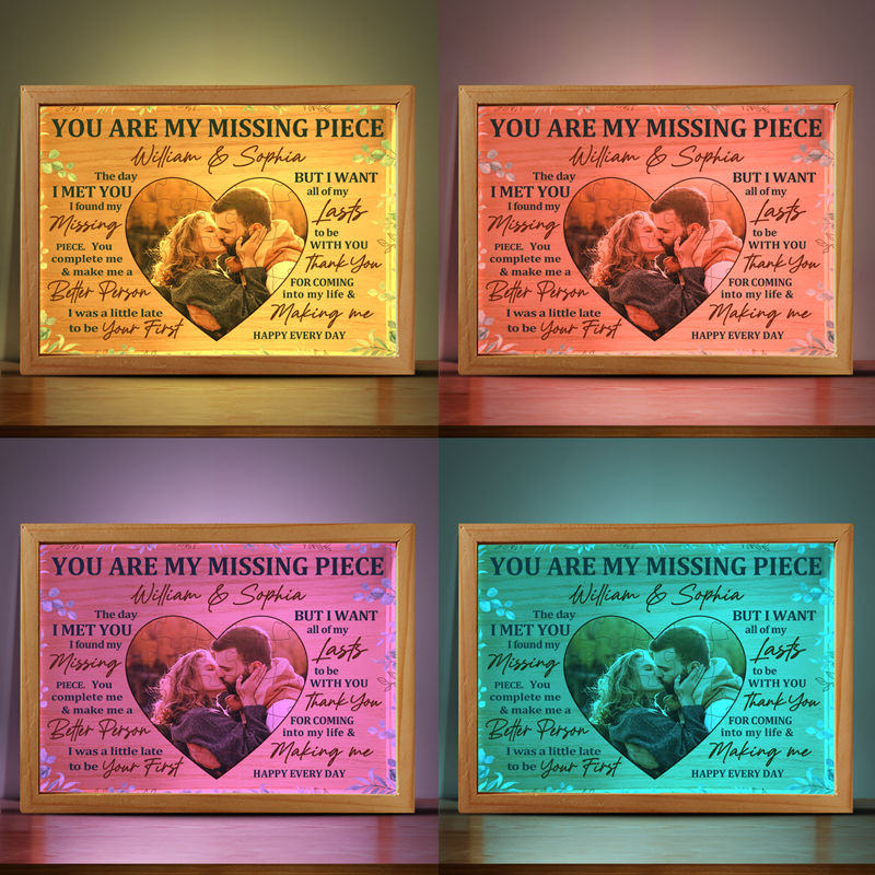 Custom Photo Missing Piece Couple Gifts - Personalized Frame Light Box