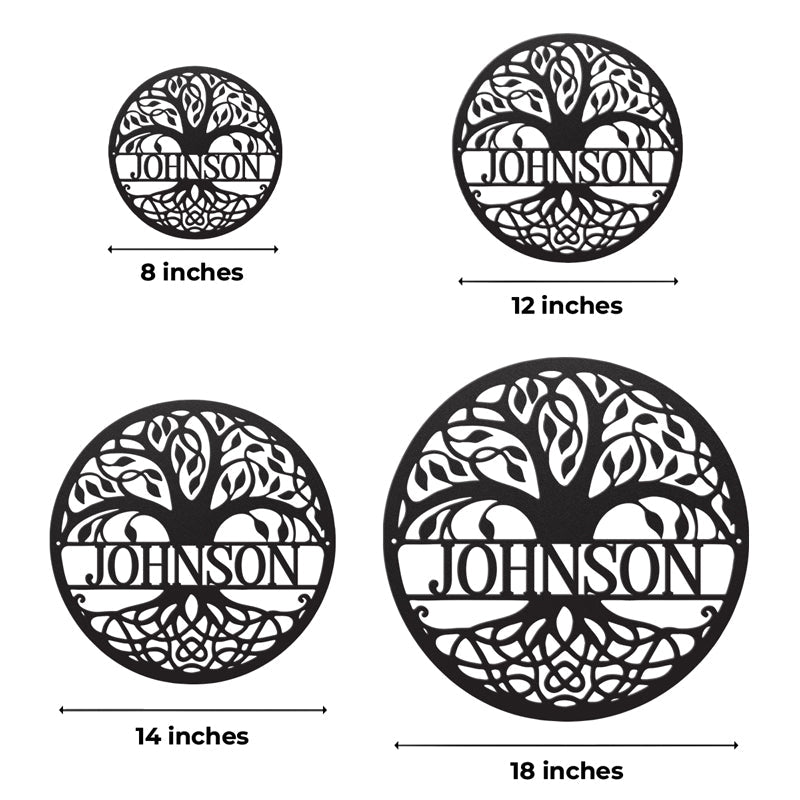 Custom Family Name Tree of Life Decor - Personalized Metal Wall Art