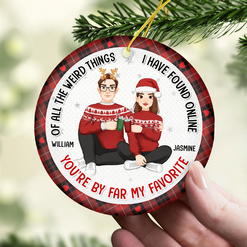 Custom Name Funny Christmas Couple Gifts - Personalized Ceramic Ornament
