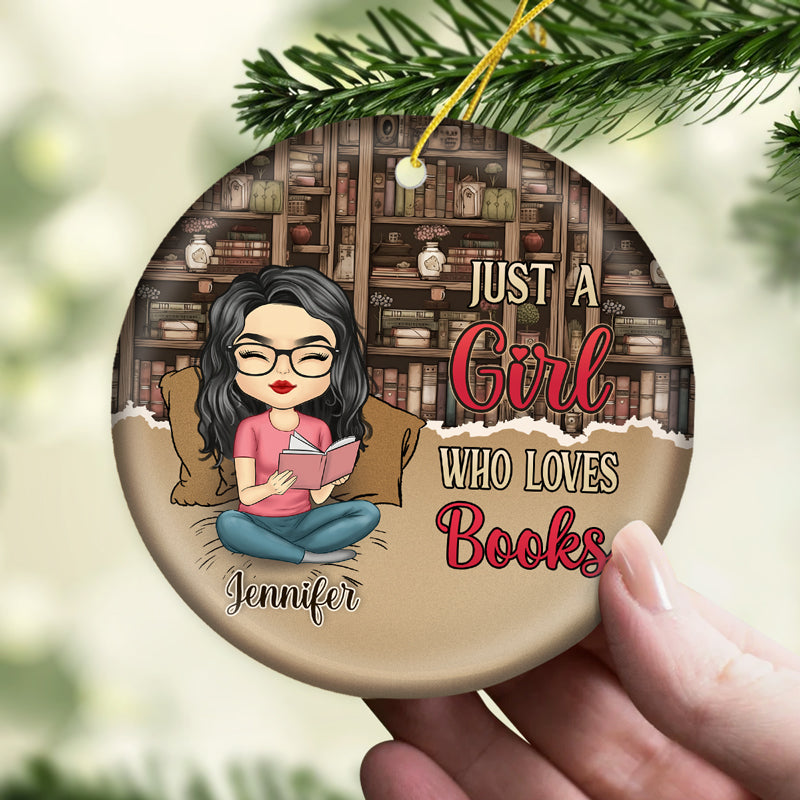 Custom Name Book Lover Christmas Gifts for Women - Personalized Ceramic Ornament