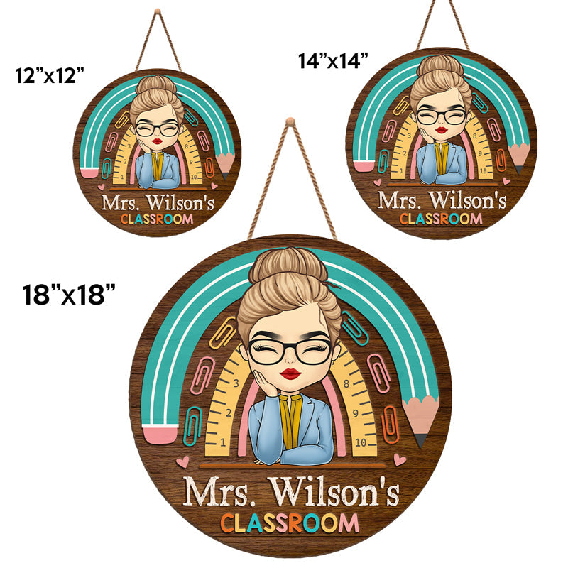 Welcome Sweet Classroom - Teacher Personalized Custom Round Shaped Home Decor Wood Sign - House Warming Gift For Teacher, Back To School