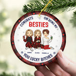 Custom Name Funny Besties Christmas Gifts for Women - Personalized Ceramic Ornament