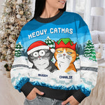 Custom Name Christmas Cat Gifts for Cat Lovers - Personalized Sweatshirt