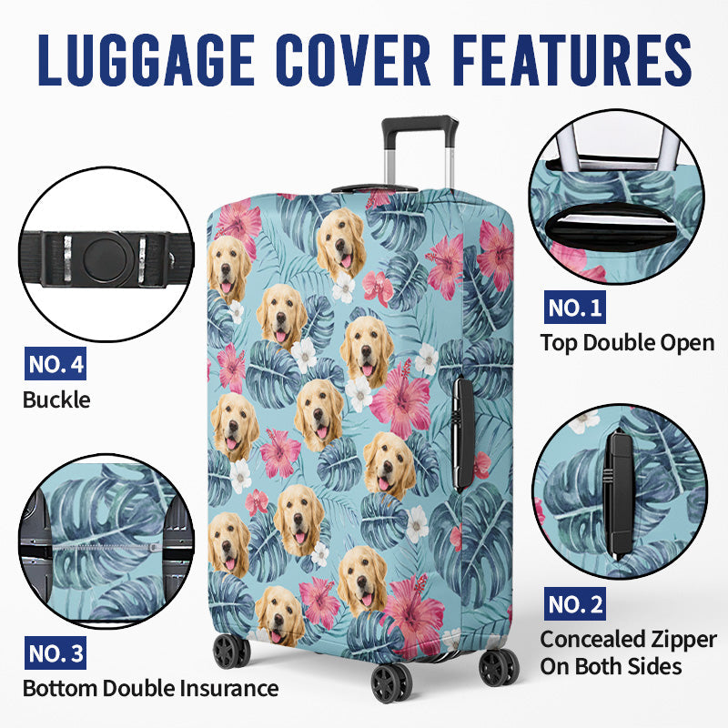 Custom Photo Pets Are Paw-Some Companions - Dog & Cat Personalized Custom Luggage Cover - Holiday Vacation Gift, Gift For Adventure Travel Lovers, Pet Owners, Pet Lovers