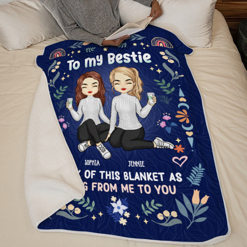 A Friend Is One Soul Abiding In Two Bodies - Bestie Personalized Custom Blanket - Christmas Gift For Best Friends, BFF, Sisters