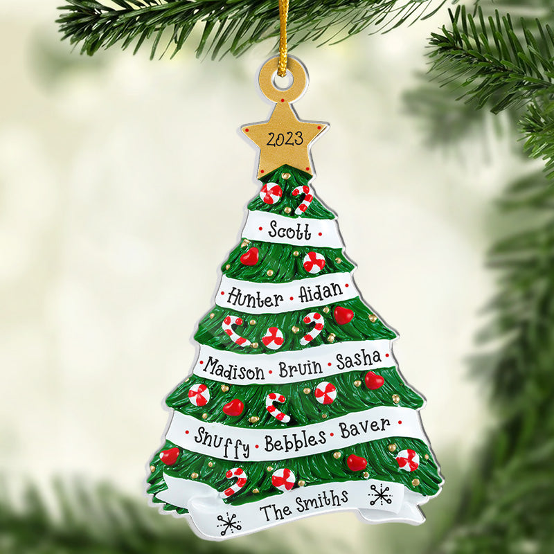 Our Warmth & Happiness - Family Personalized Custom Ornament - Acrylic Christmas Tree Shaped - Christmas Gift For Family Members