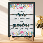 Custom Name First Mom Now Grandma Family Gift - Personalized Wooden Plaque