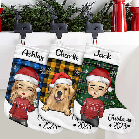 Custom Name Cartoon Christmas Family Gifts - Personalized Christmas Stocking