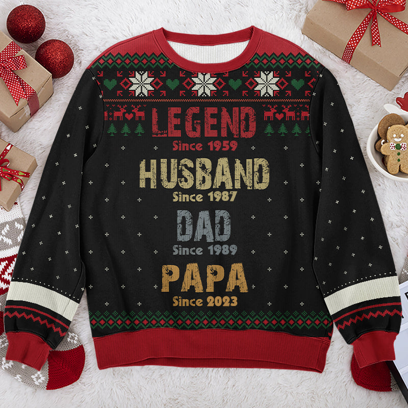 You Are A Legend - Family Personalized Custom Ugly Sweatshirt - Unisex Wool Jumper - Christmas Gift For Dad, Grandpa