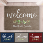 Custom Botanical Family Housewarming Decor - Personalized Doormat