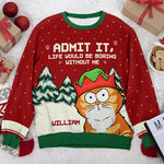 Custom Name Funny Christmas Cat Lover Gifts - Personalized Sweatshirt
