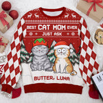 Custom Name Christmas Gifts for Cat Moms - Personalized Sweatshirt