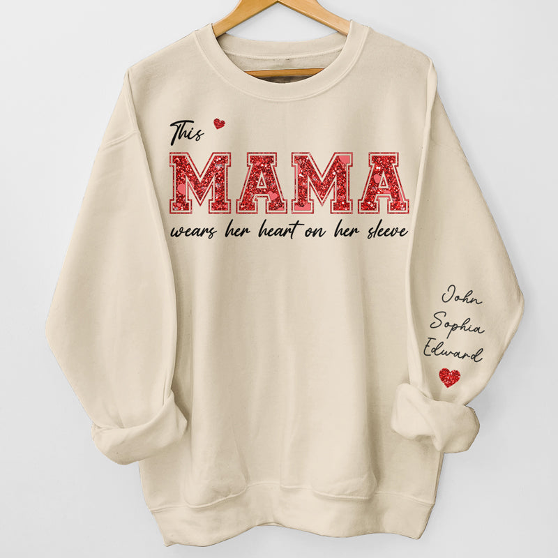 This Gigi Wears Her Heart On Her Sleeve - Family Personalized Custom Unisex Sweatshirt With Design On Sleeve - Gift For Mom, Grandma