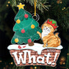 Santa’s Little Helper - Cat Personalized Custom Ornament - Acrylic Custom Shaped - Christmas Gift For Pet Owners, Pet Lovers