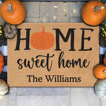 Custom Name Fall Pumpkin Home Decor - Personalized Doormat