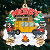Merry Happy Campers - Couple Personalized Custom Ornament - Wood Custom Shaped - Christmas Gift For Husband Wife, Anniversary, Camping Lovers