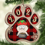 Lucky Cat Christmas Ornament - Festive Buffalo Plaid Holiday Decor