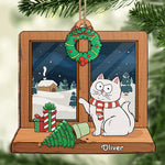 Custom Name Christmas Cat Gifts for Cat Lovers - Personalized Ornament