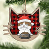 Meowy Christmas - Cat Personalized Custom Ornament - Wood Cat Shaped - Christmas Gift For Pet Owners, Pet Lovers