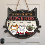 Funny Cat Meownster Halloween Decor - Wood Sign