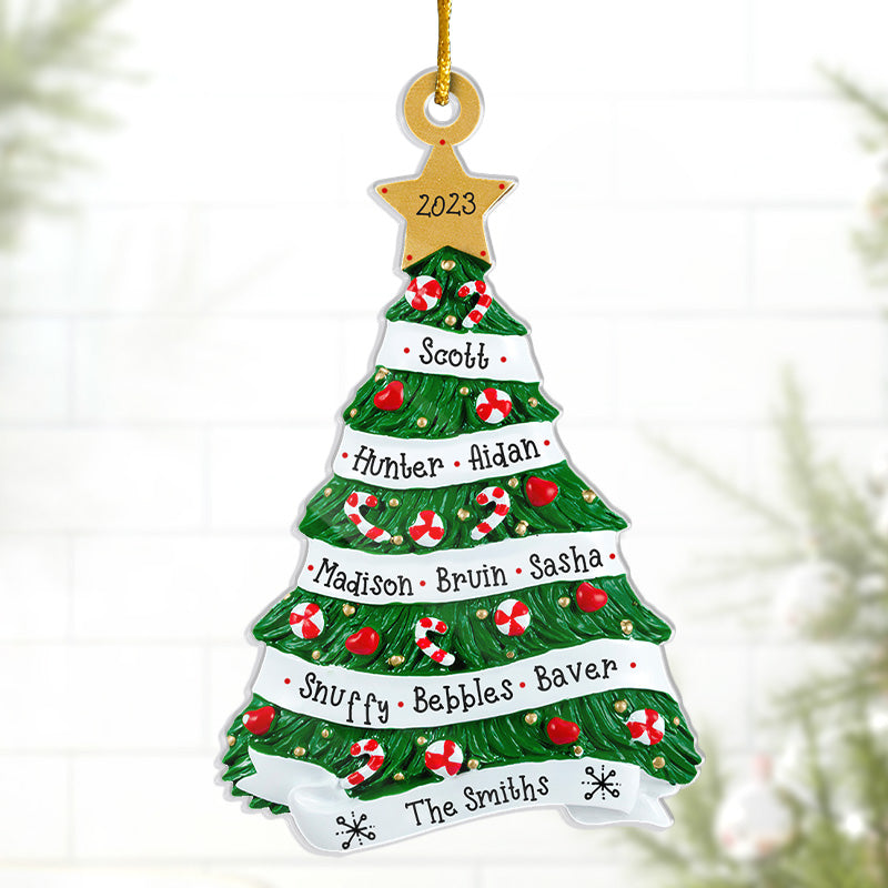 Our Warmth & Happiness - Family Personalized Custom Ornament - Acrylic Christmas Tree Shaped - Christmas Gift For Family Members
