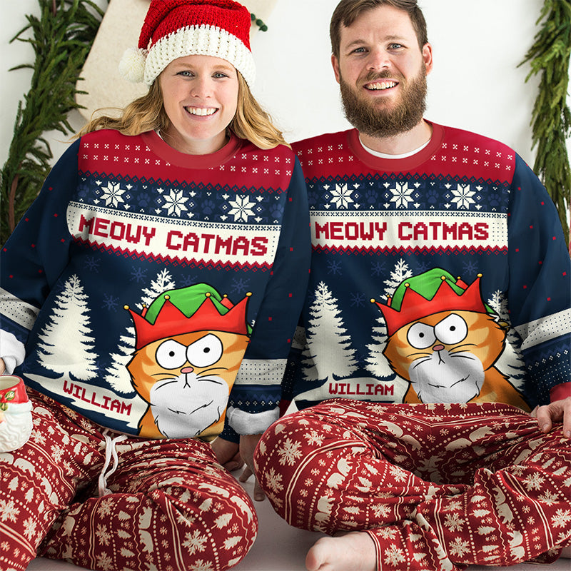 Custom Name Christmas Cat Gifts for Cat Lovers - Personalized Sweatshirt