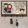 Our Family Is Just The Right Mix Of Chaos & Love - Family Personalized Custom Shaped Key Hanger, Key Holder - Gift For Family Members