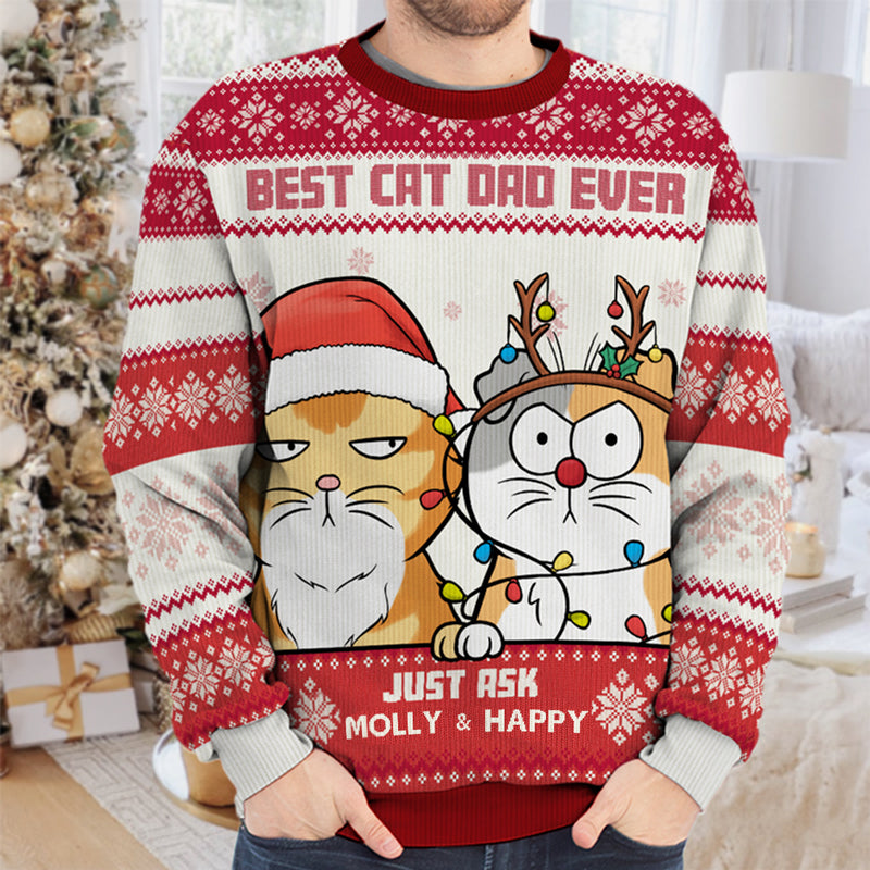 Custom Name Christmas Gifts for Cat Dads - Personalized Sweatshirt