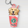 Puppuccino Catpuccino Coffee - Dog & Cat Personalized Custom Flower Shaped Acrylic Keychain - Gift For Pet Owners, Pet Lovers