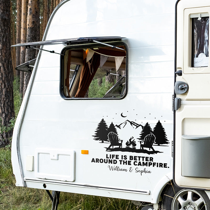 Custom Life Is Better Around The Campfire Camping Decor - Personalized Decal