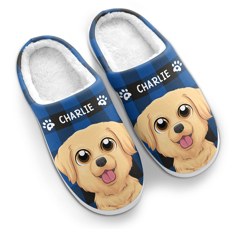 Custom Name Golden Dog Gifts for Pet Lovers - Personalized Fluffy Slipper