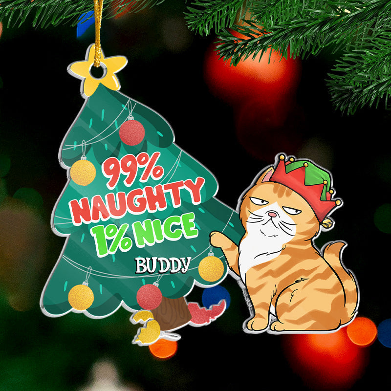 Feliz Naughty Cat - Cat Personalized Custom Ornament - Acrylic Custom Shaped - Christmas Gift For Pet Owners, Pet Lovers