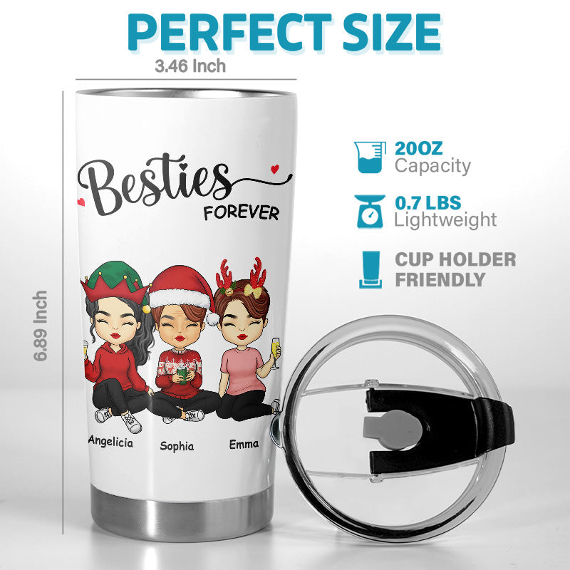 Custom Name Christmas Bestie Gifts for Women - Personalized Tumbler