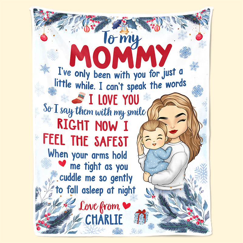 Safe In Your Arms - Family Personalized Custom Blanket - Baby Shower Gift, Christmas Gift For First Mom