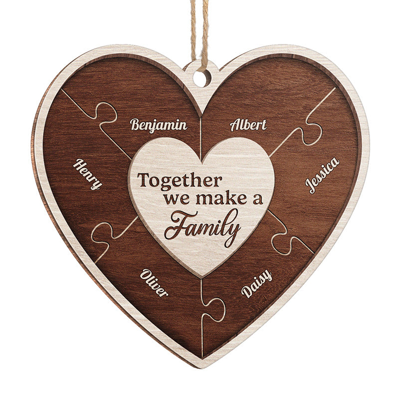 Our Family Is Rooted In Love - Family Personalized Custom Ornament - Wood Heart Shaped - Christmas Gift For Family Members