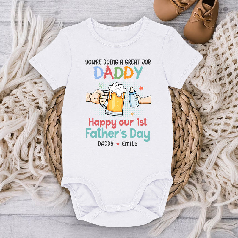 You're Doing A Great Job Daddy - Family Personalized Custom Baby Onesie - Father's Day, Baby Shower Gift, Gift For First Dad