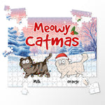 Custom Name Christmas Cat Gifts for Cat Lovers - Personalized Jigsaw Puzzle