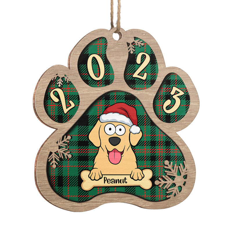 Happy Pawlidays - Dog Personalized Custom Ornament - Wood Paw Shaped - Christmas Gift For Pet Owners, Pet Lovers