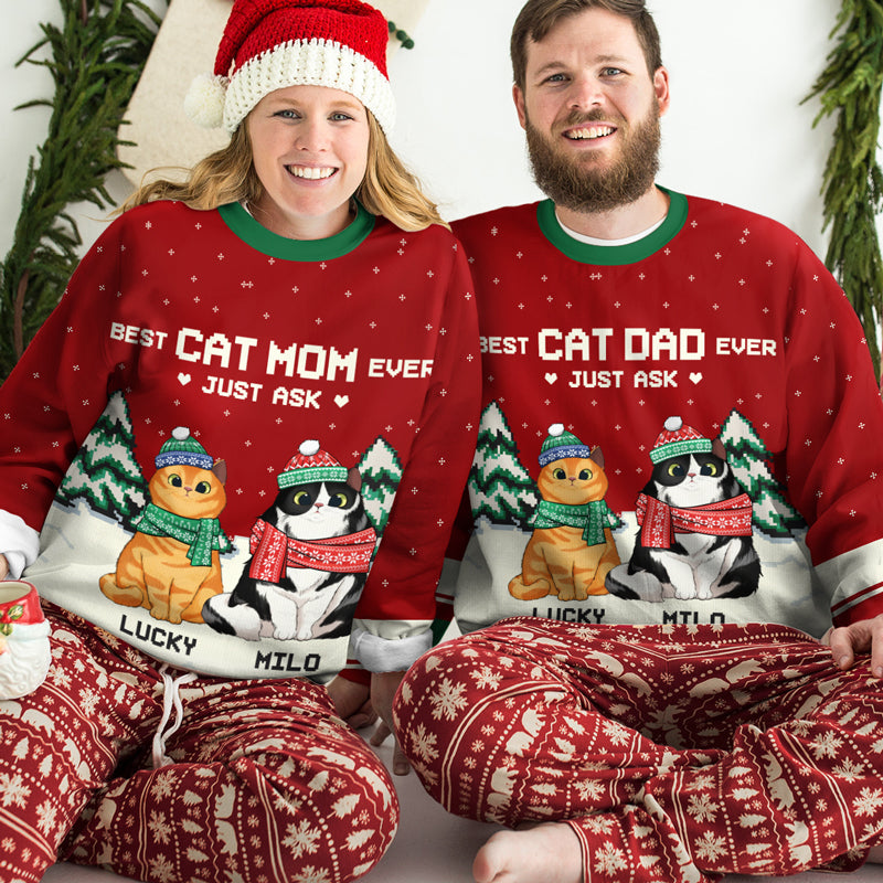 Custom Name Cat Dad Christmas Gifts - Personalized Sweatshirt