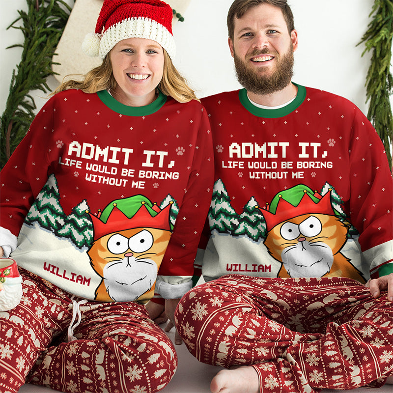 Custom Name Funny Christmas Cat Lover Gifts - Personalized Sweatshirt