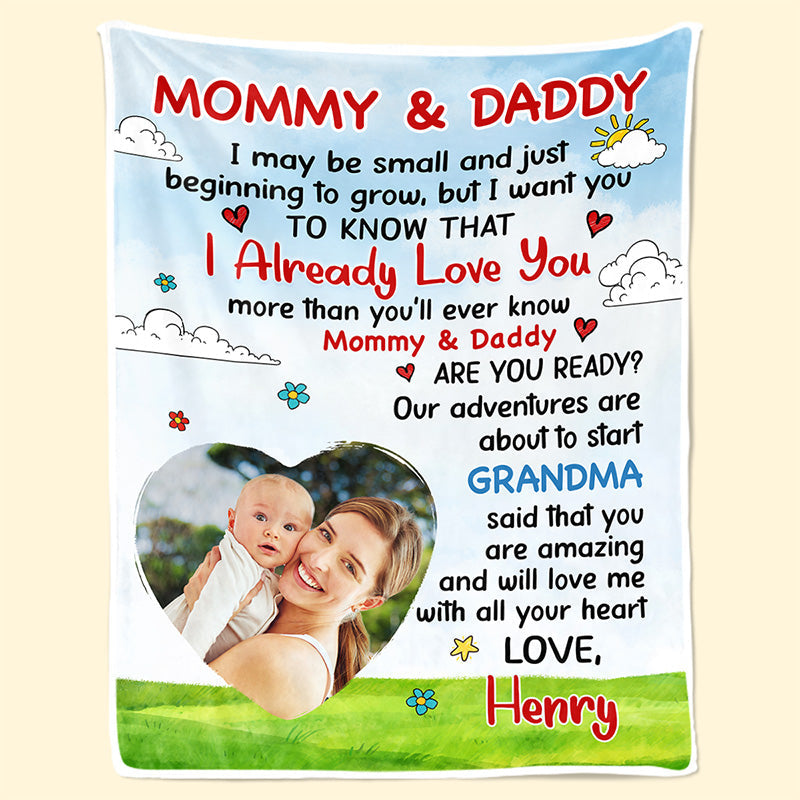 Custom Photo Mama's Blessing - Family Personalized Custom Blanket - Baby Shower Gift, Christmas Gift For First Mom