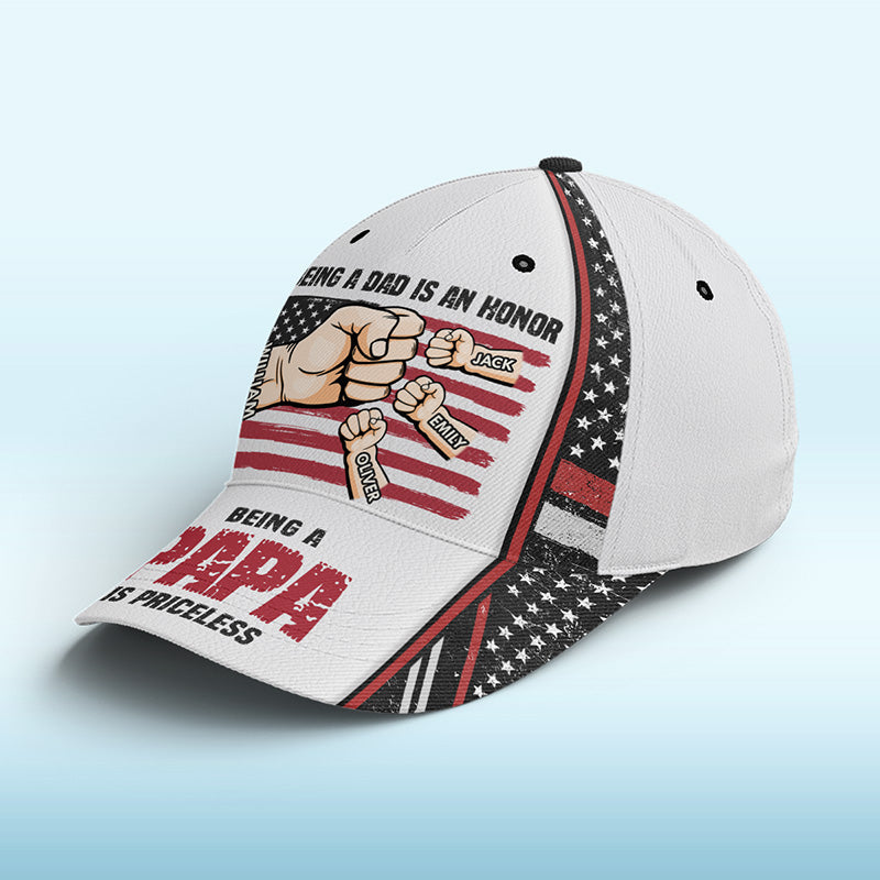 Being A Dad Is An Honor - Family Personalized Custom Hat, All Over Print Classic Cap - Father's Day, Birthday Gift For Dad, Grandpa