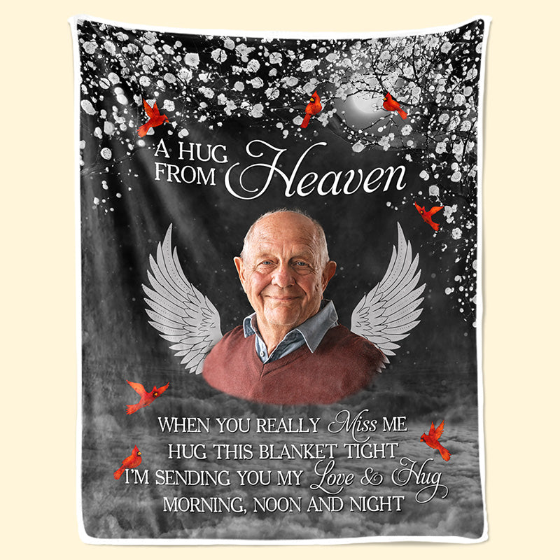 Custom Photo Sending You My Hug - Memorial Personalized Custom Blanket - Christmas Gift, Sympathy Gift For Family Members