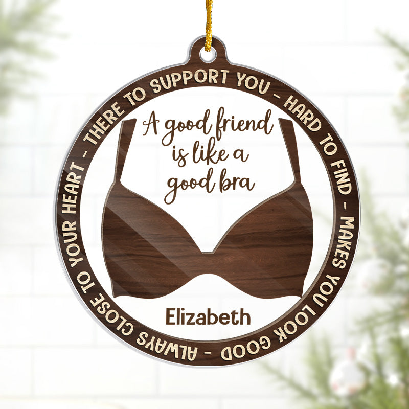 Custom Name Funny Bra Friendship Christmas Gifts for Women - Personalized Ornament