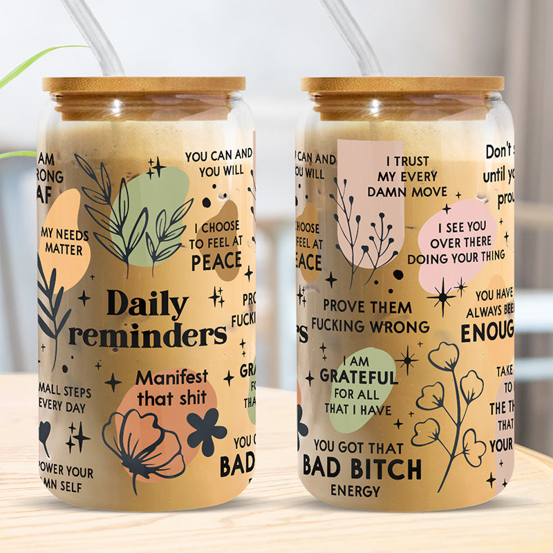 Funny Motivational Bad Bitch Affirmation Gifts - Glass Cup