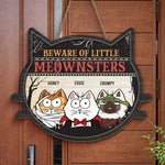 Funny Cat Meownster Halloween Decor - Wood Sign