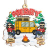 Merry Happy Campers - Couple Personalized Custom Ornament - Wood Custom Shaped - Christmas Gift For Husband Wife, Anniversary, Camping Lovers