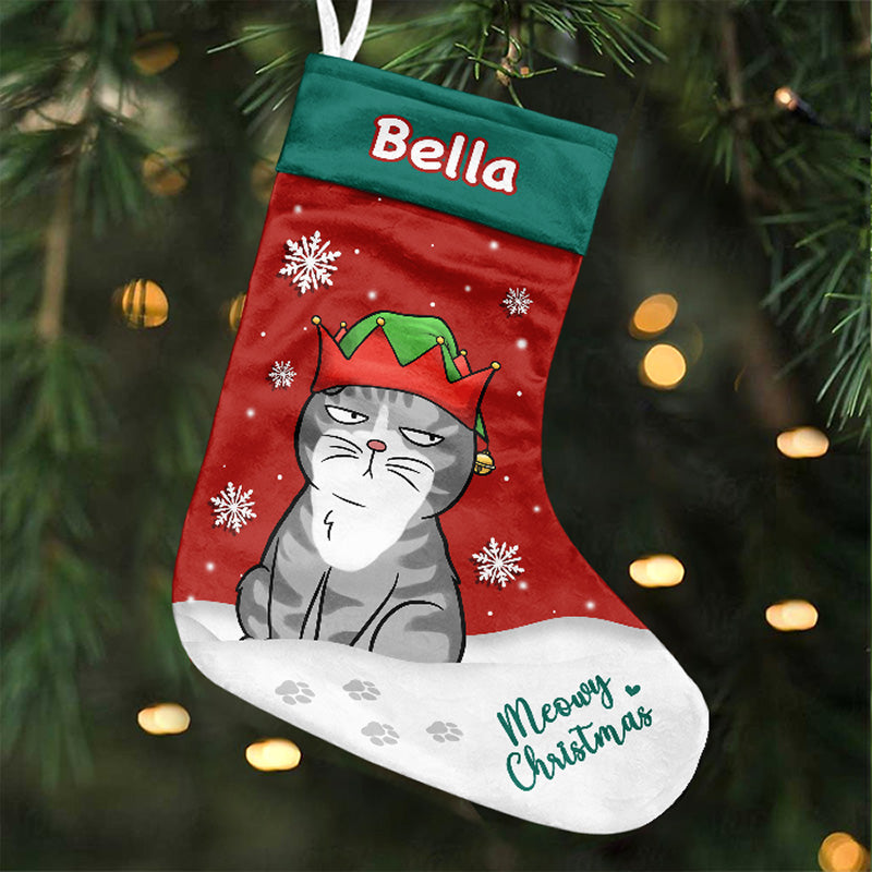 Custom Name Funny Christmas Cat Gifts for Cat Lovers - Personalized Christmas Stocking
