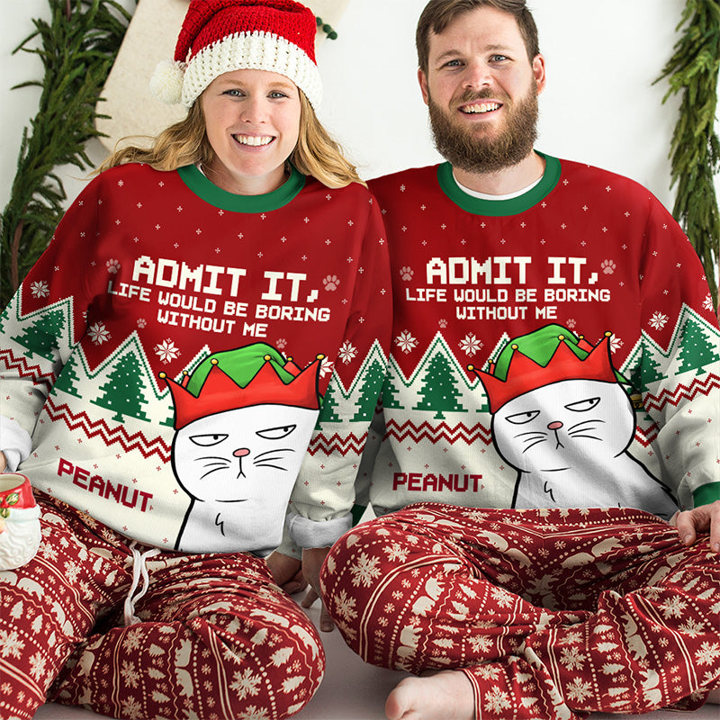 Custom Name Funny Christmas Cat Gifts - Personalized Sweatshirt